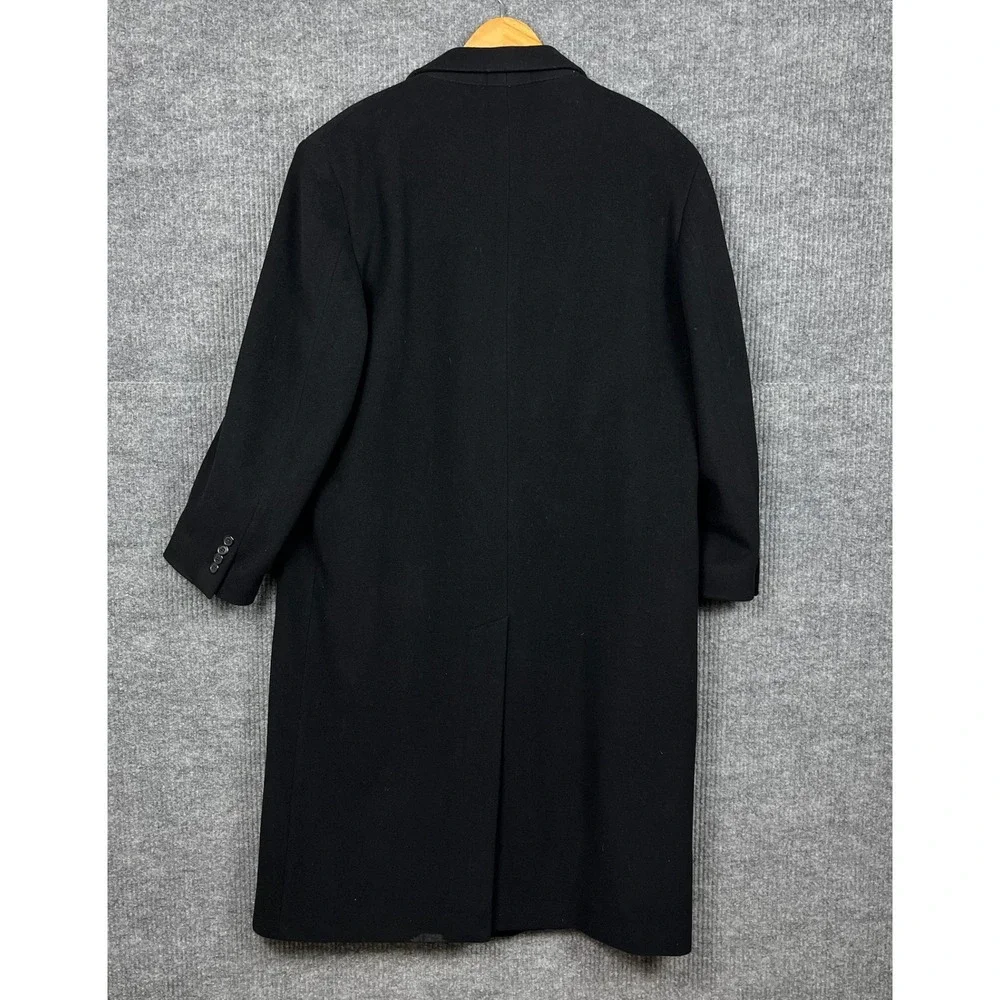 Lauren Ralph Lauren Coat Mens 42R Black Cashmere Blend Wool Topcoat Italy Ivy